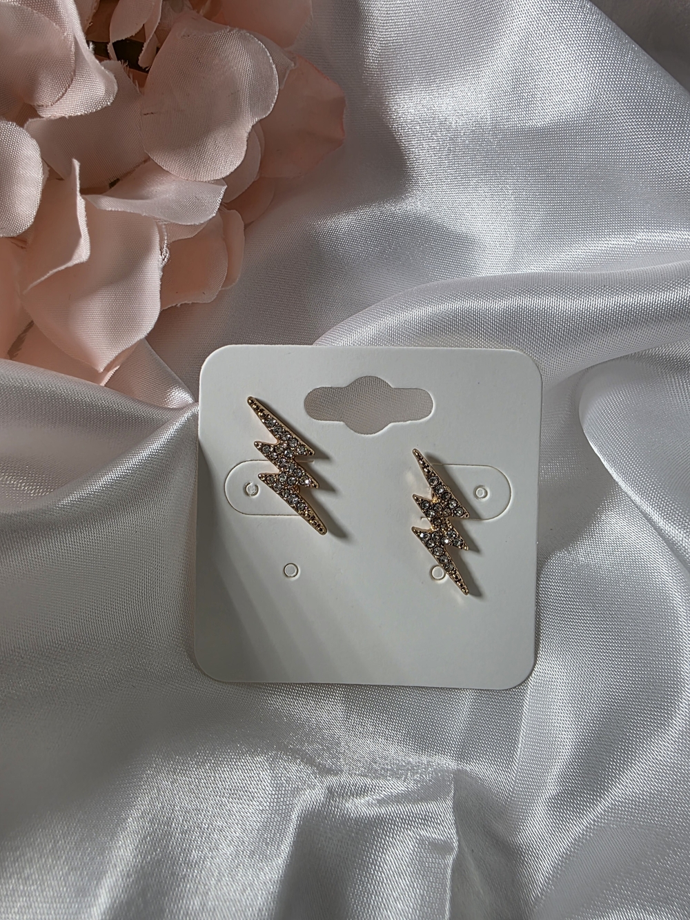 Betsey Johnson - Gold Lightning Bolt Crystal Stud Earrings